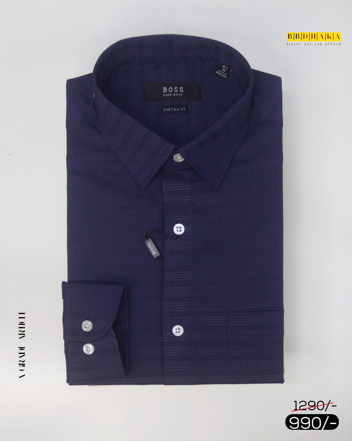 Navy Viscos Cotton Shirt