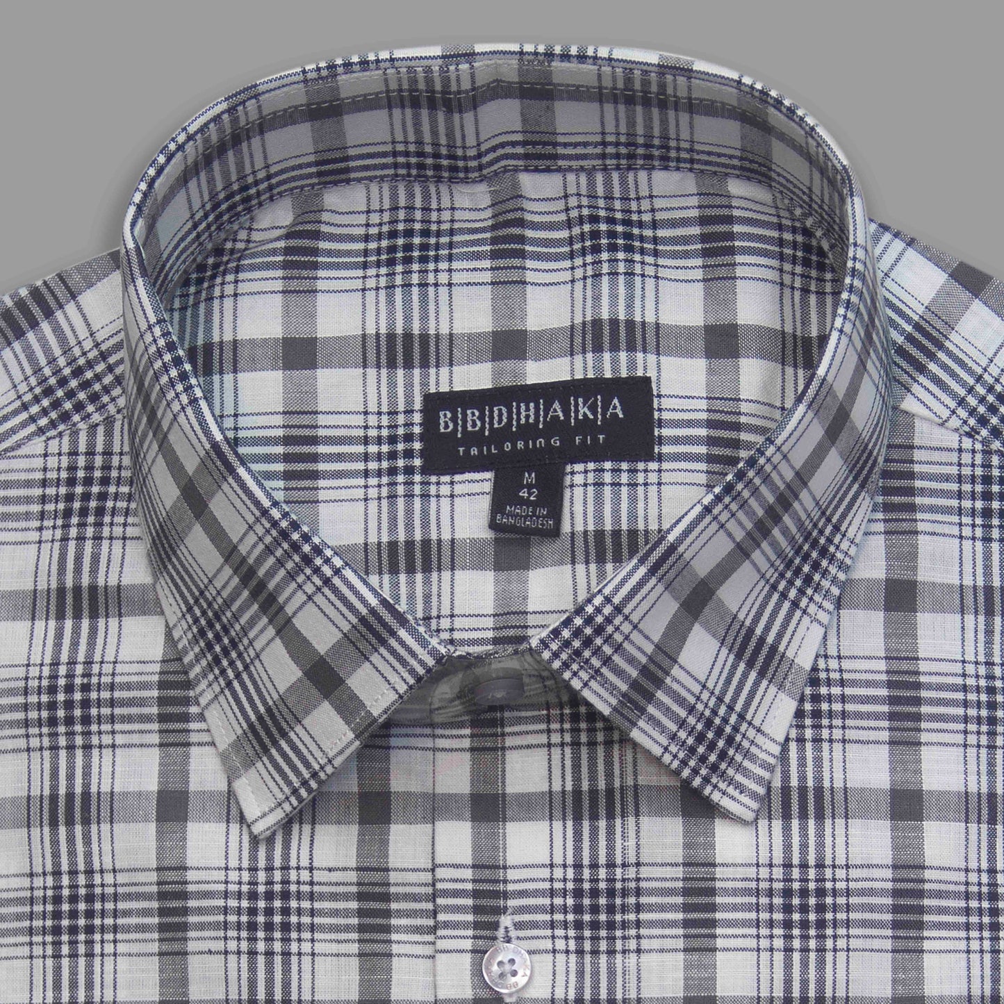 White & Ash Plaid Check Formal Shirt - New Article
