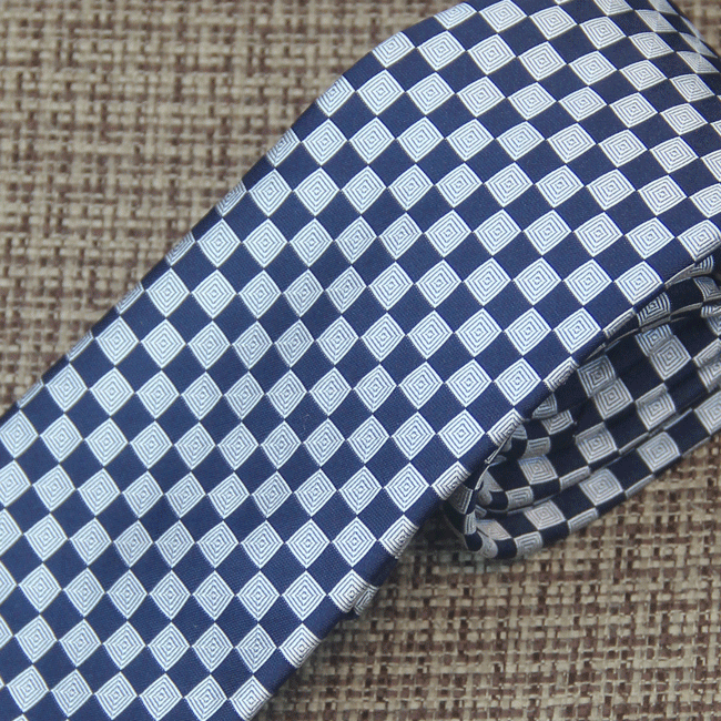 Dark Navy Box Pattern Tie