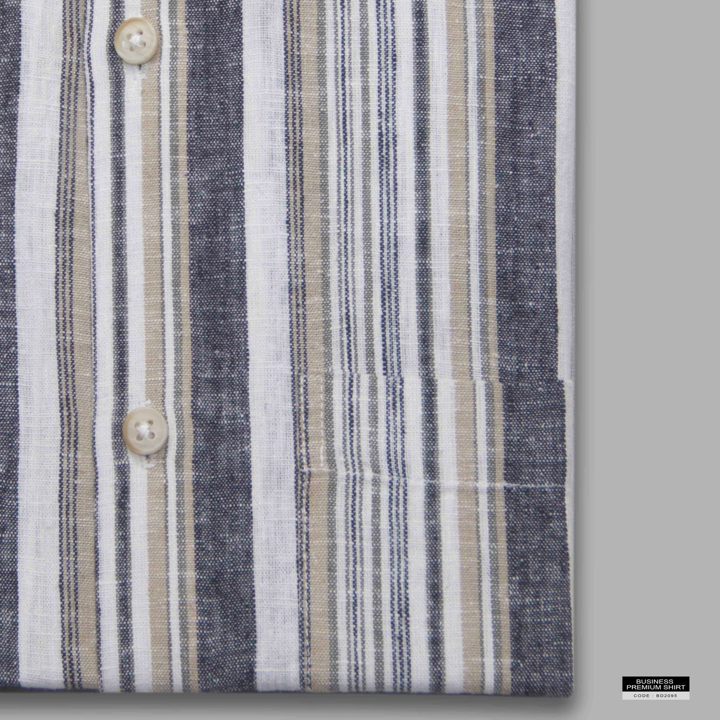 Beige & Ash Horizontal Stripe Button-Down Shirt - Remi Cotton