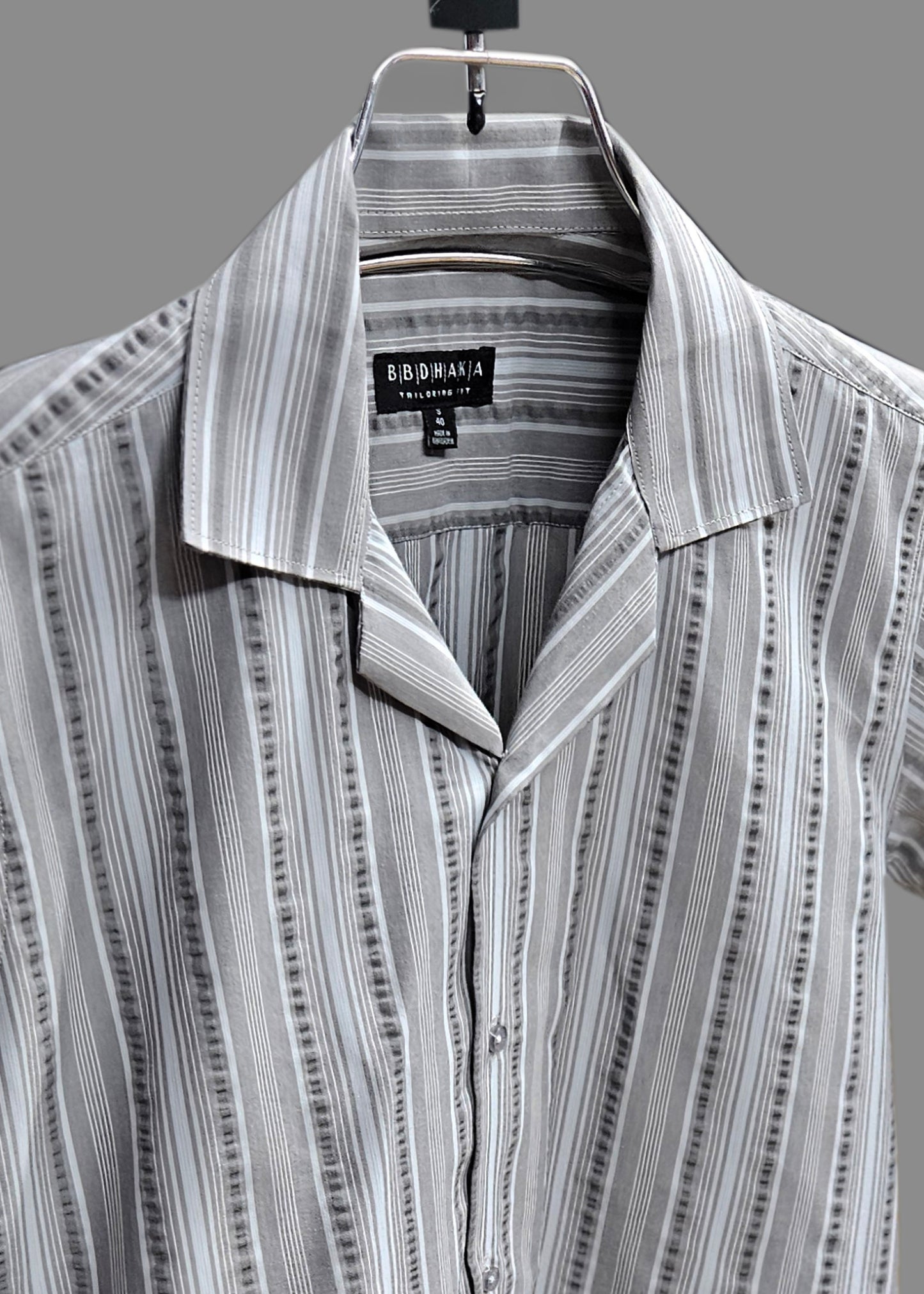 Ash pattern Stripe Half Sleeve Cuban Shirt - New Arrival