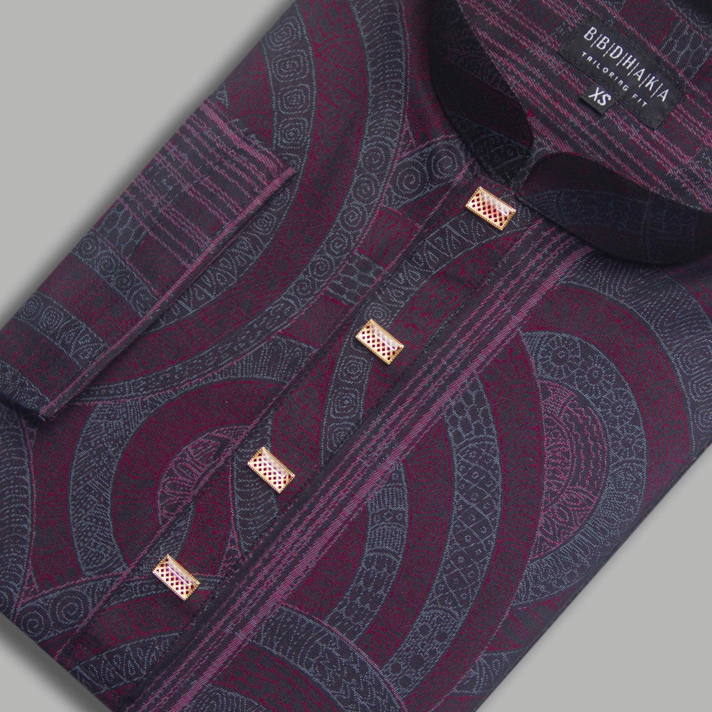 DARK MAROON PATTERN JACQUARD PANJABI - Most Demanding