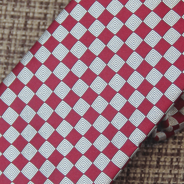 Maroon Red Box Pattern Tie