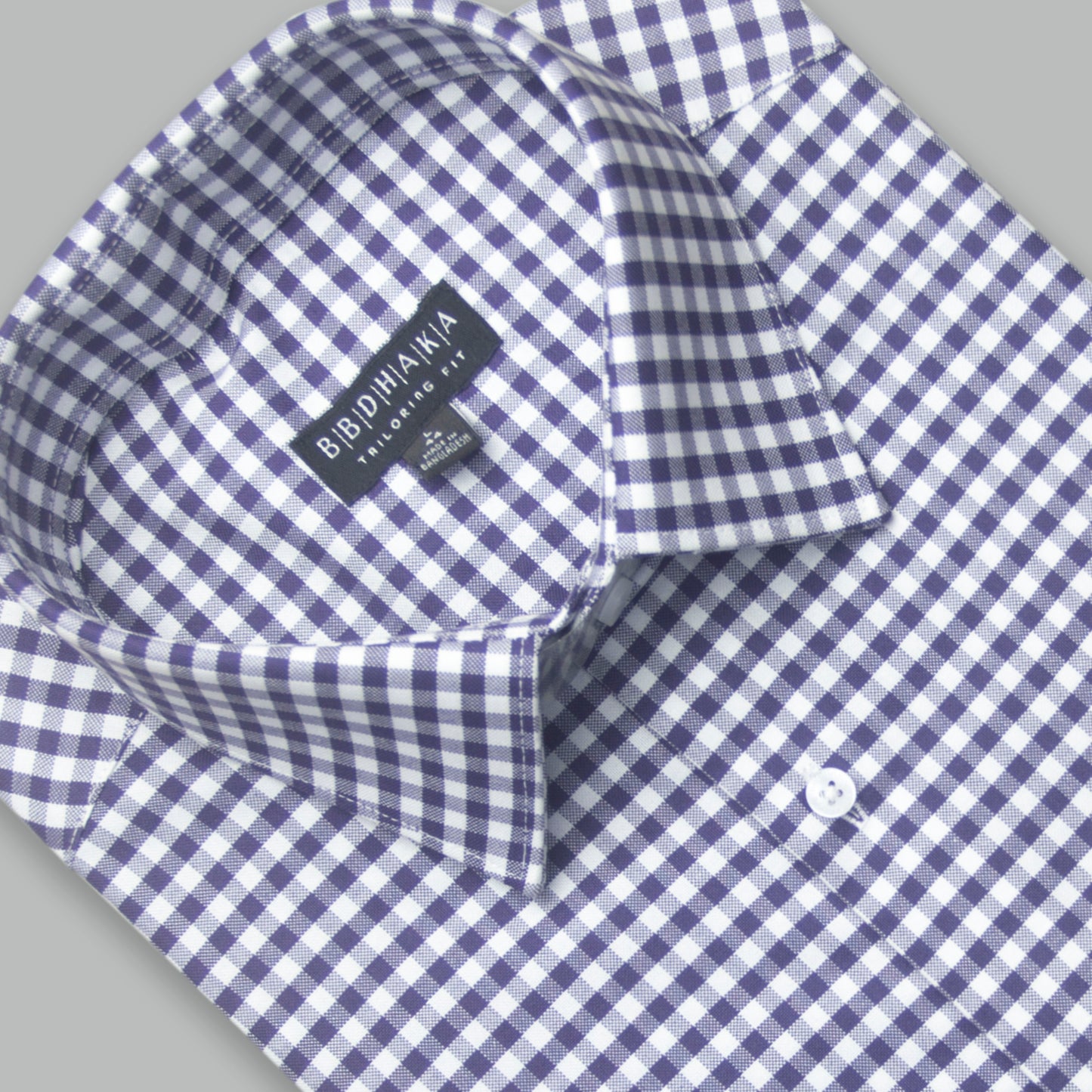 Navy & White Gingham Check Shirt - Exclusive