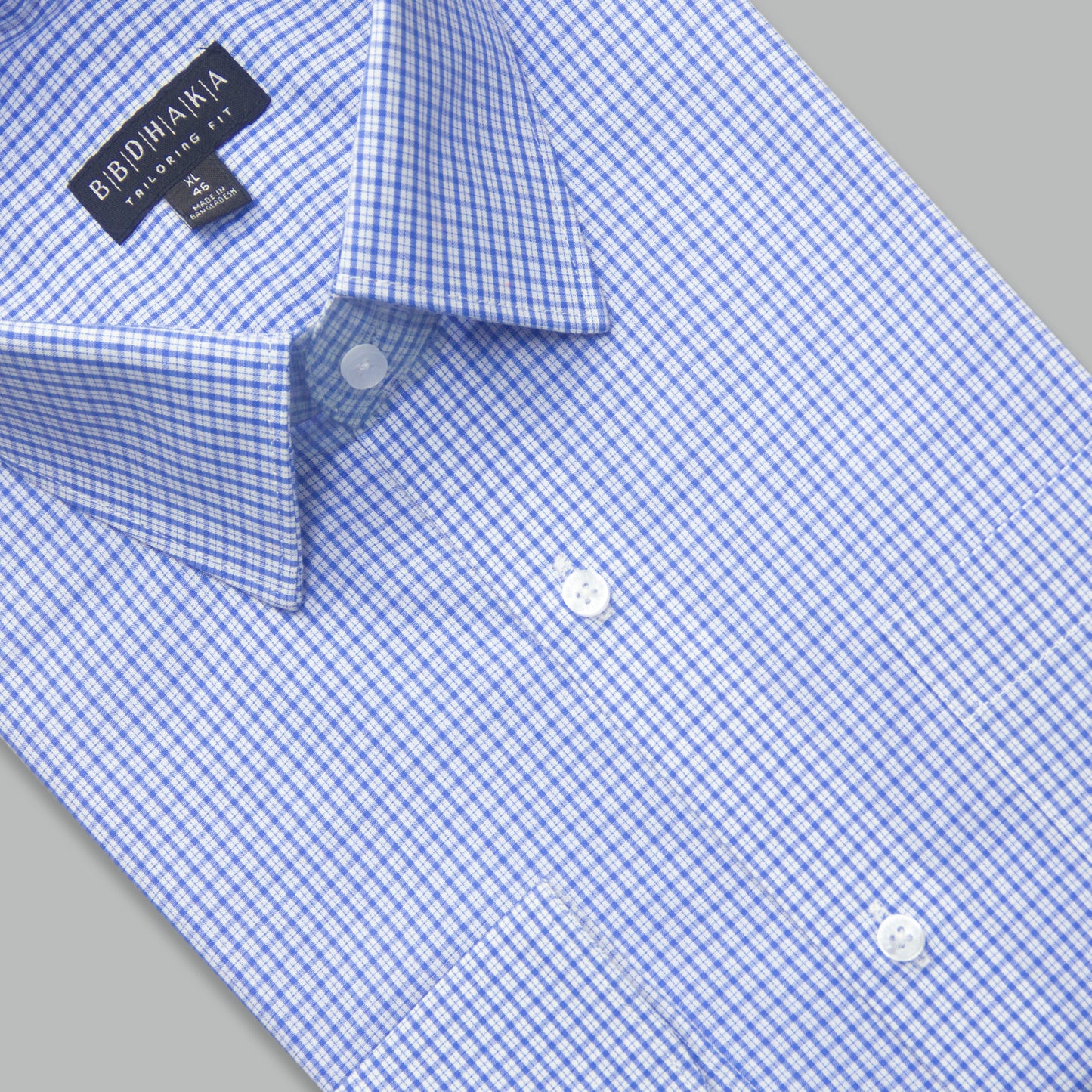Blue & White Gingham Supima Check Shirt - Top Selling