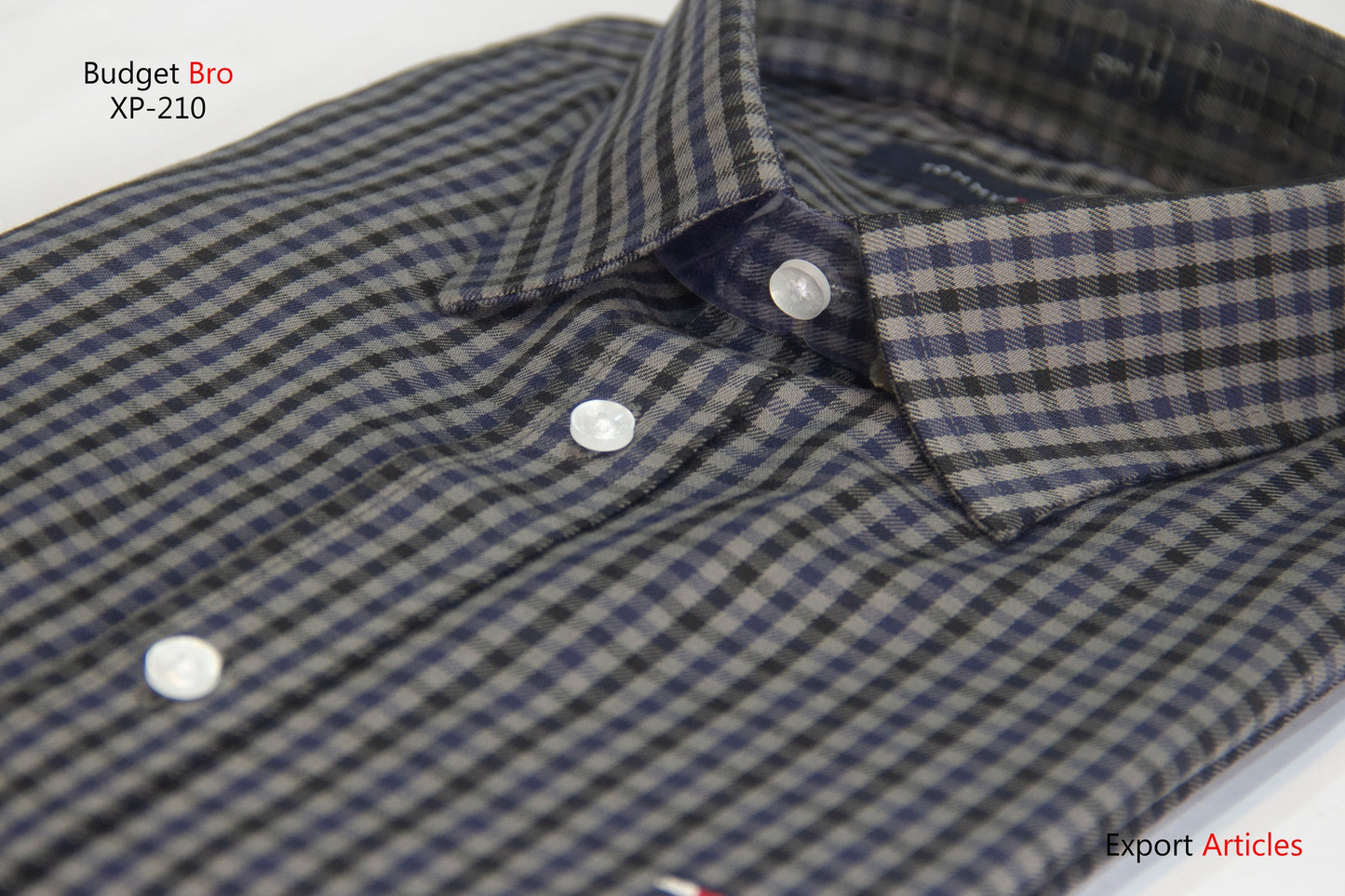 Grey with Black & Navy Combined Check Shirt (Export)