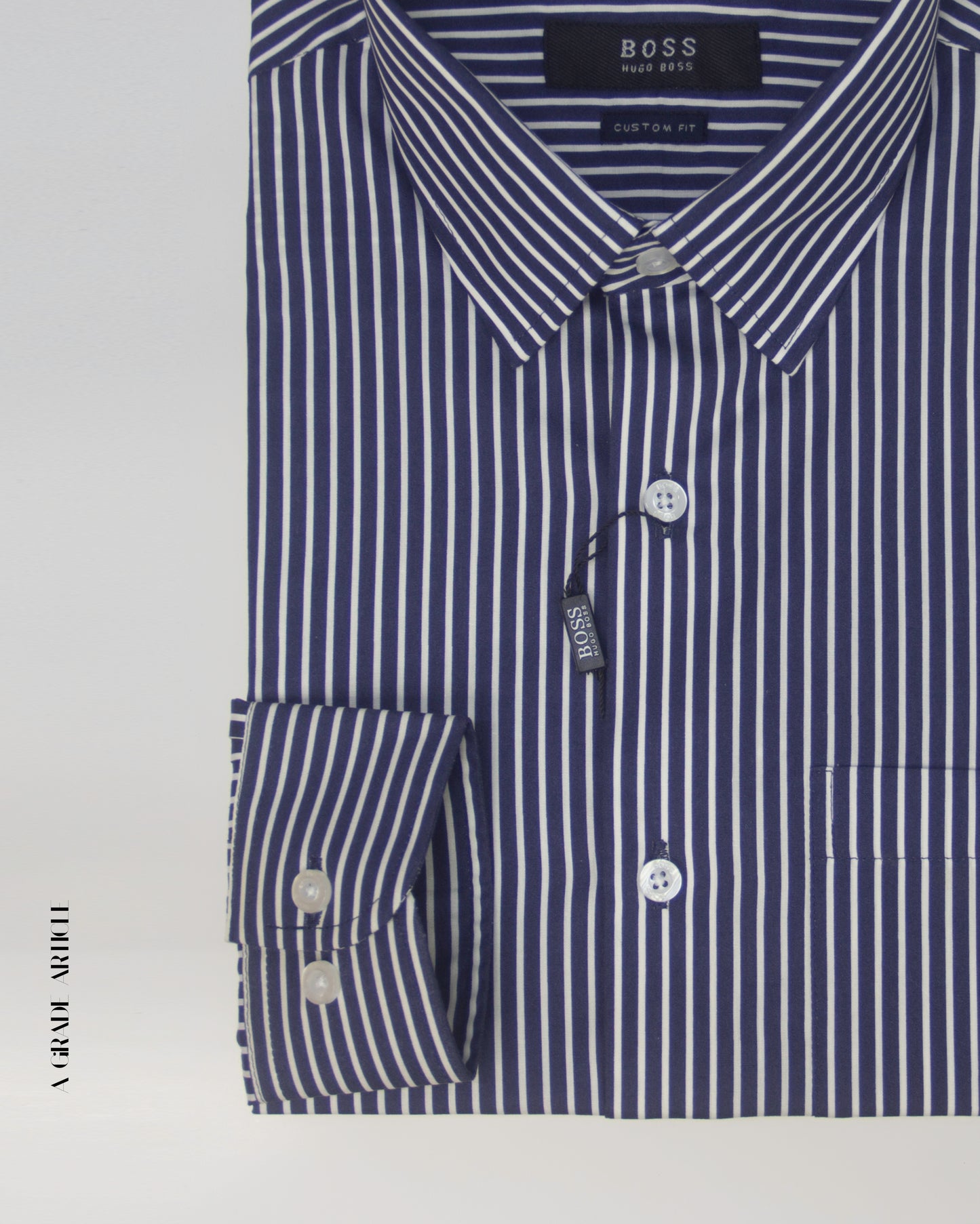 Dark Navy & White Stripe Formal Shirt