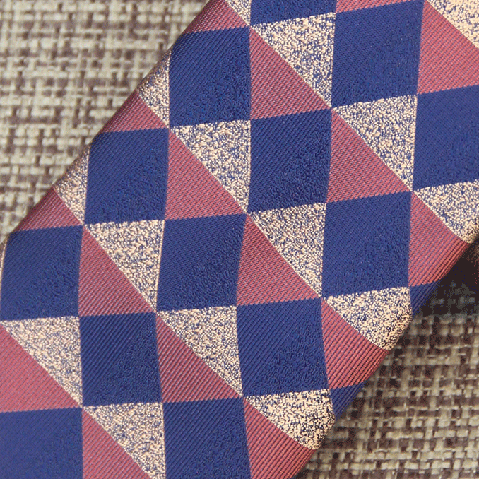 Navy Harlequin Silk Tie