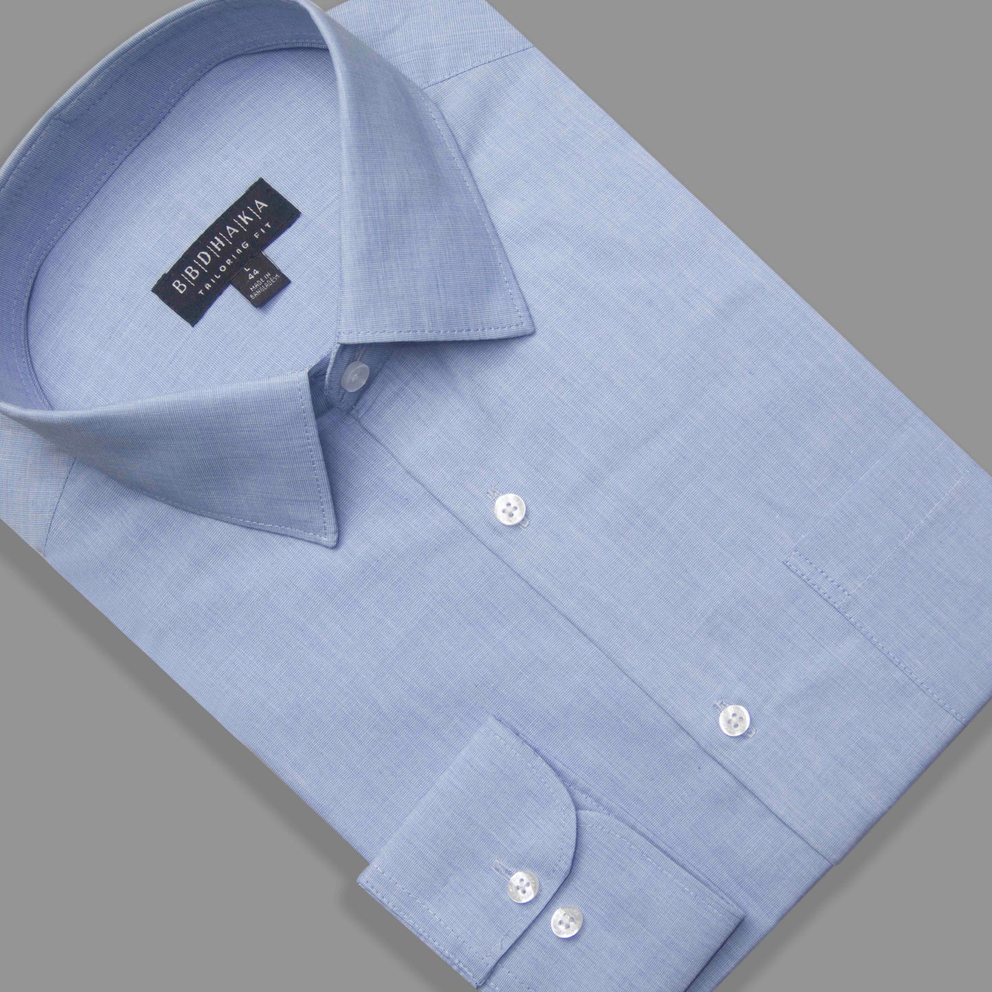 Light Sky Blue Structured Cotton Blend Shirt - New Article