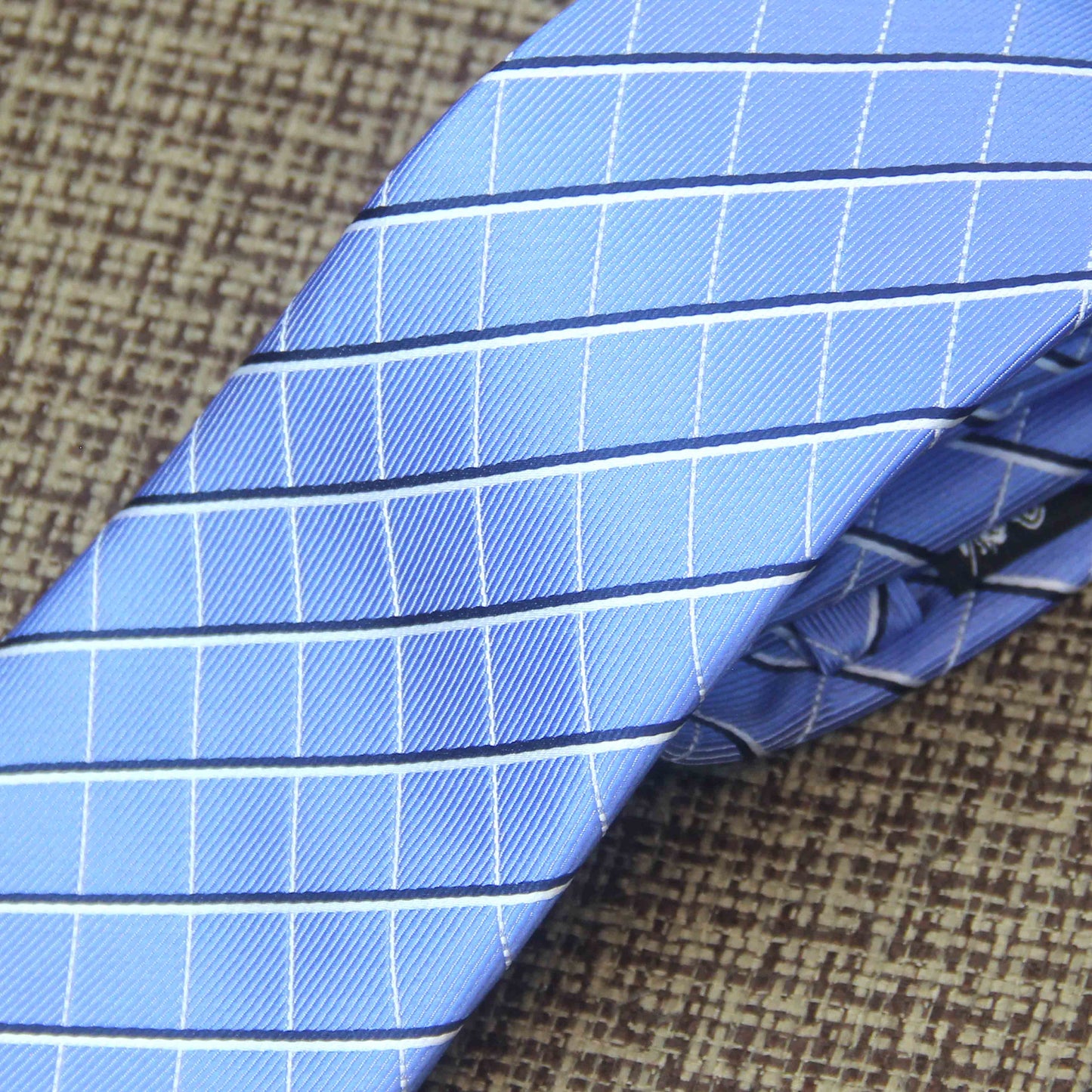 Sky Blue Cross Check Tie