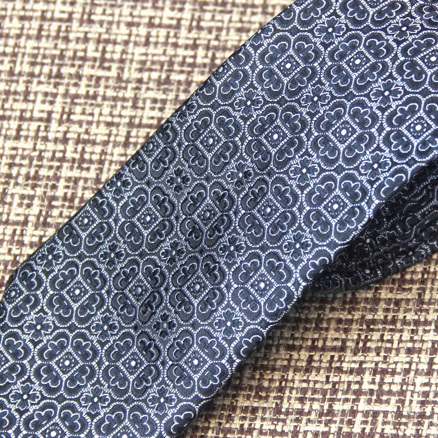 Black Structured Pattern Tie