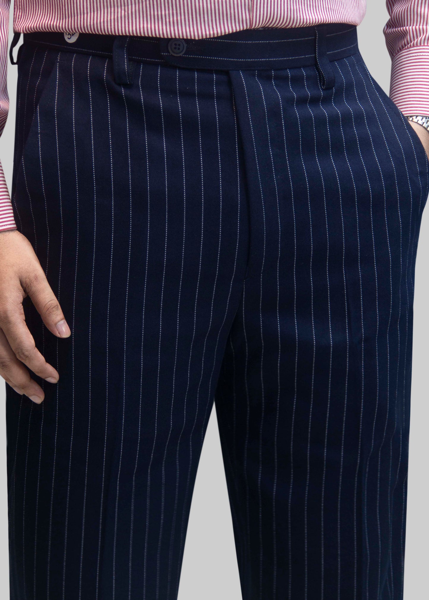 NAVY STRIPE Formal Pant (Suiting Cotton) - NEW ARRIVAL