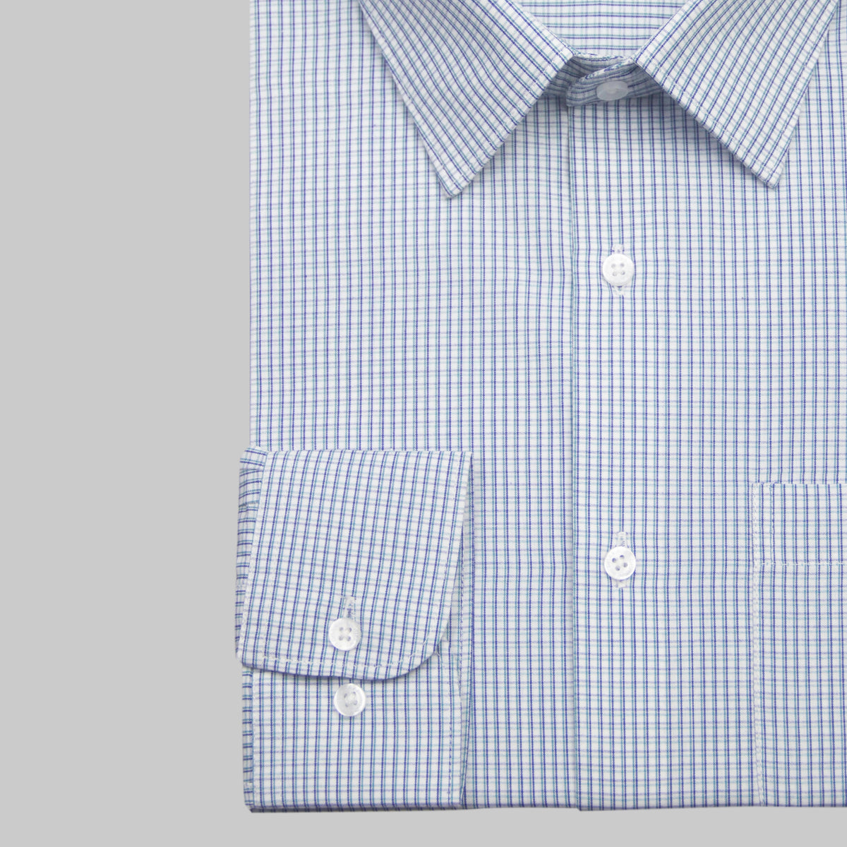 Sky Blue Lines CHECK Shirt (Cotton Blend) - NEW ARRIVAL