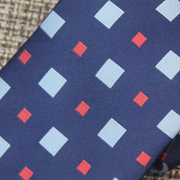 Navy Blue Geometric Square Pattern Tie