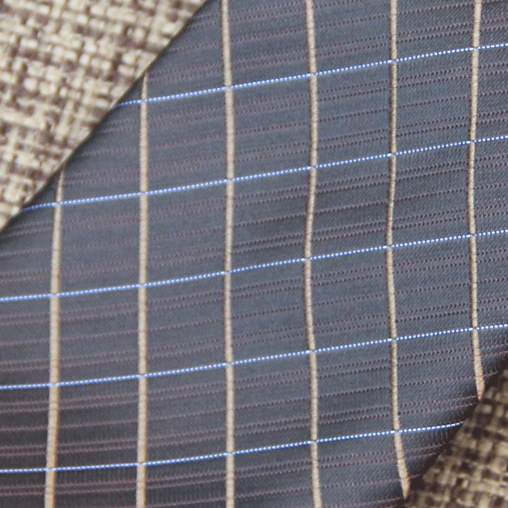 Charcoal Gray with Blue & Tan Windowpane Check