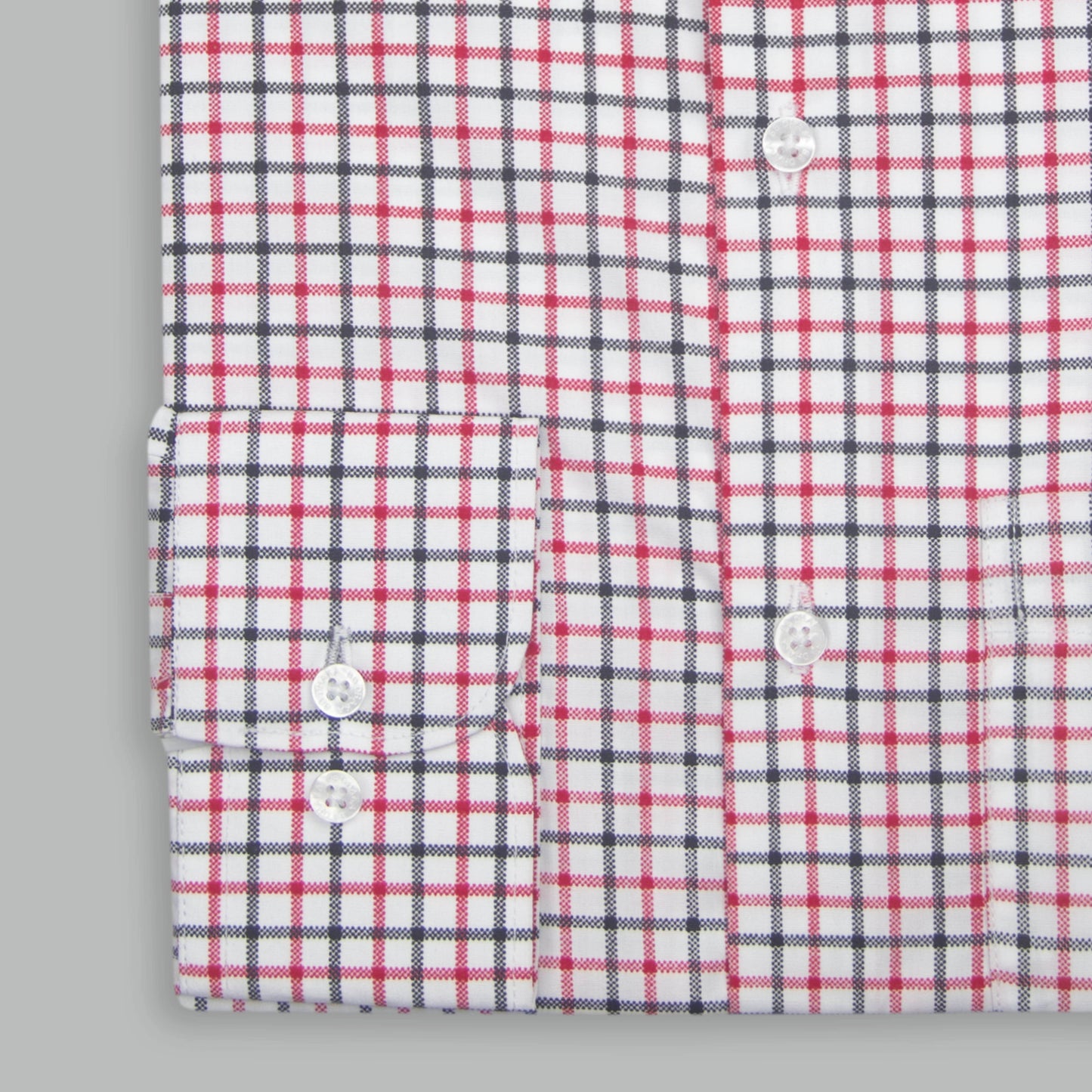 White & Red Box Check Shirt