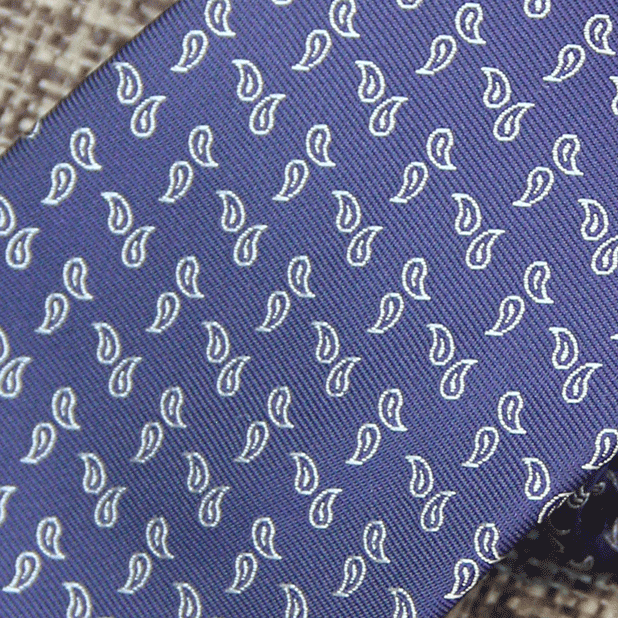 Blue & White Mini Paisley Tie