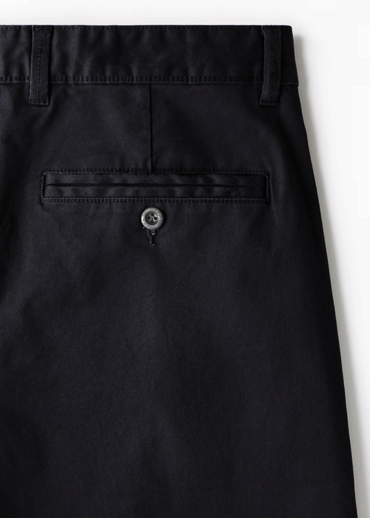 Black Twill Cotton Chinos - Relaxed Fit