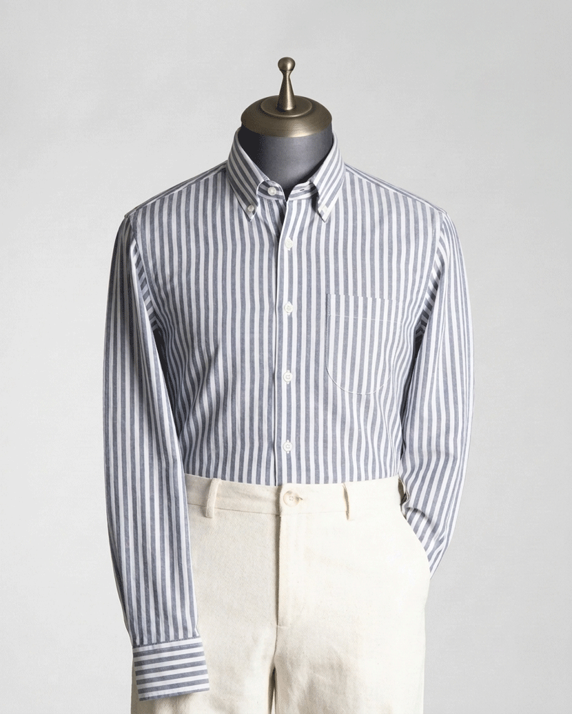 Black and White Stripe Button-Down Shirt - Remi Cotton
