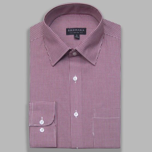 Red Micro Check Cotton Blend Shirt - New Article