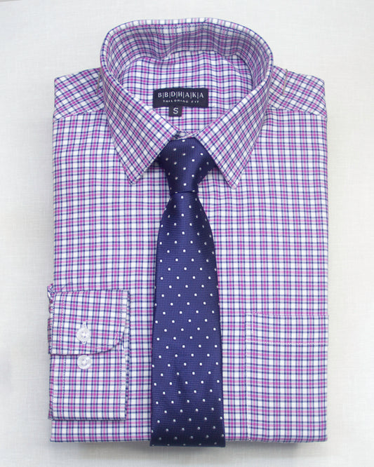 French Violet Plaid Check Full Sleeve Shirt