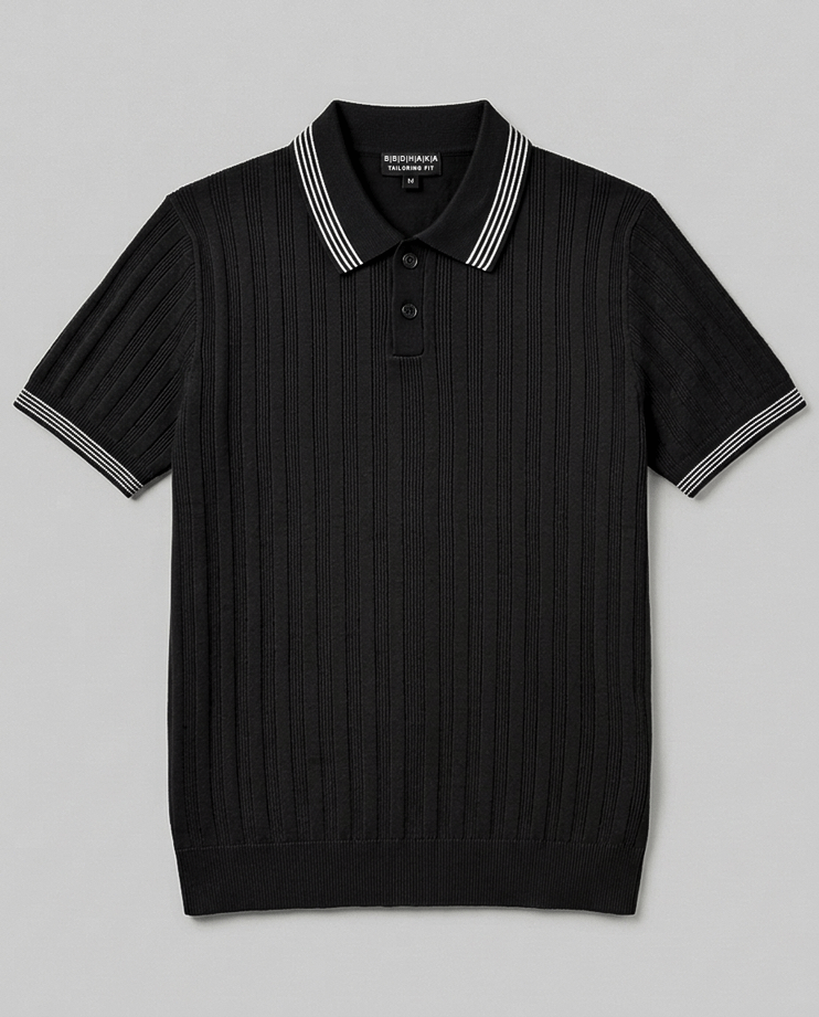 Black Summer Knit Polo