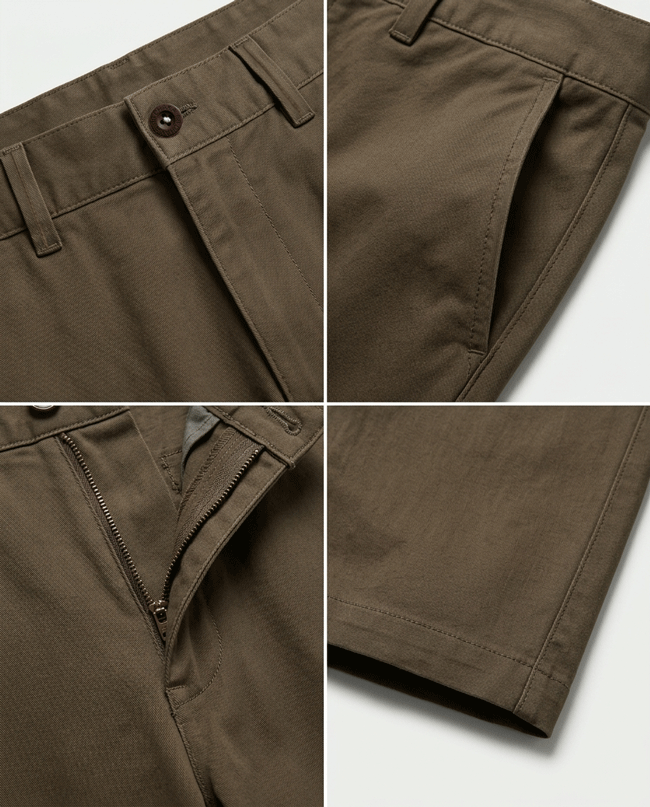 Copper Brown Twill Cotton Chinos - Relaxed Fit