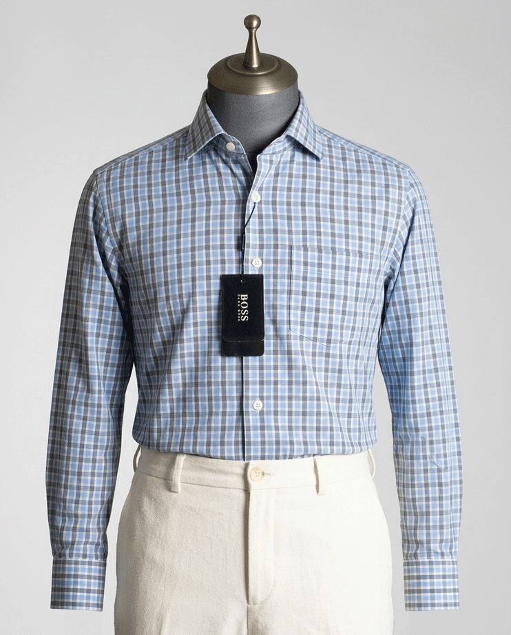 Sky Blue Duplin Check Full Sleeve Check Shirt