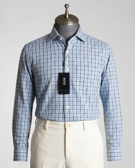 Sky Blue Duplin Check Full Sleeve Check Shirt