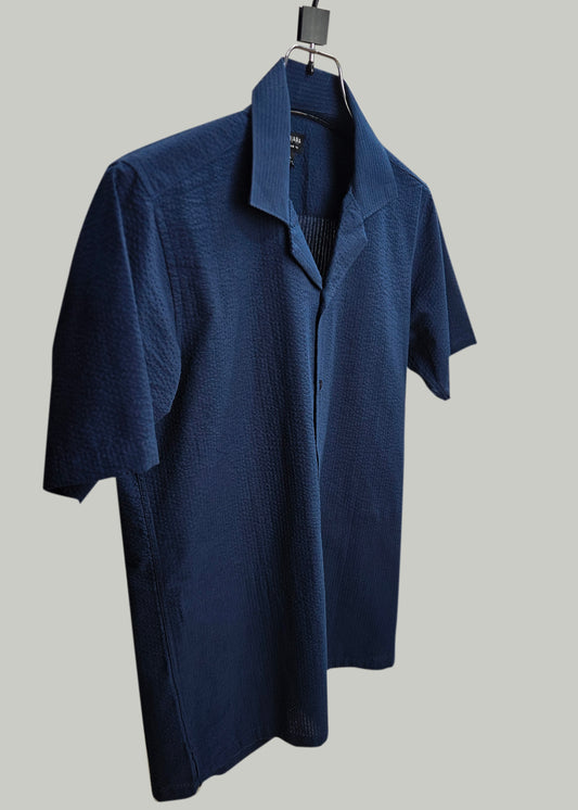 Navy Half Sleeve Cuban Shirt - New Arrival