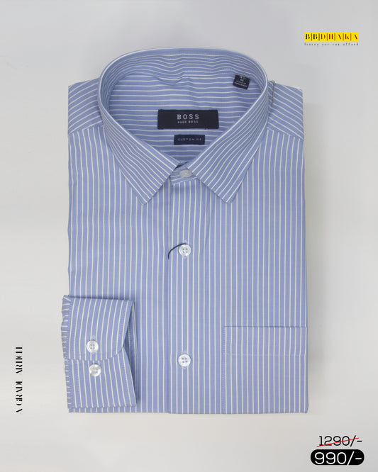 Classic Sky Blue & White Stripe Formal Shirt