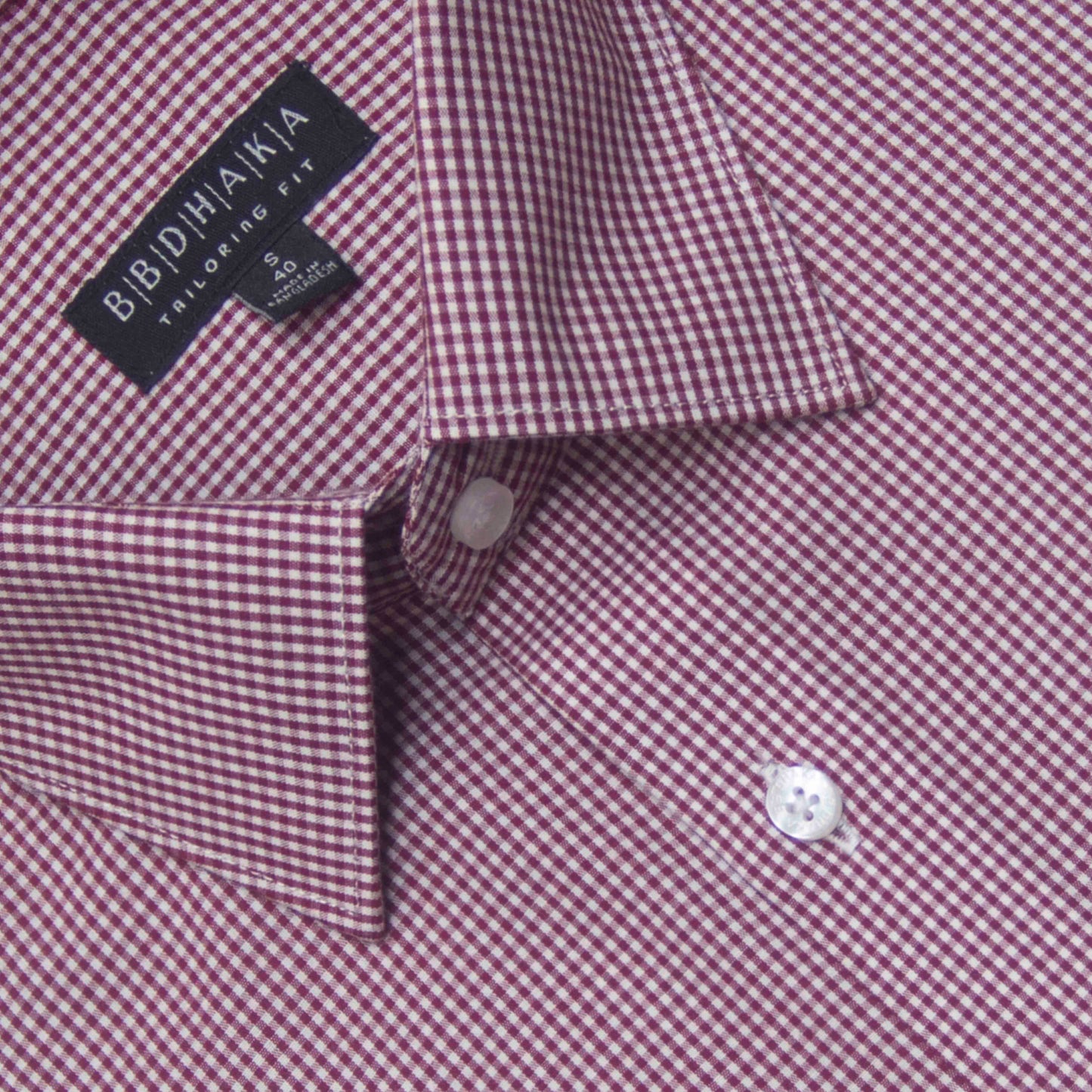 Red Micro Check Cotton Blend Shirt - New Article