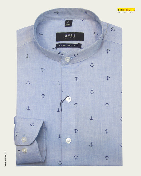 Anchor Print Blue Shade Fullsleve Shirt