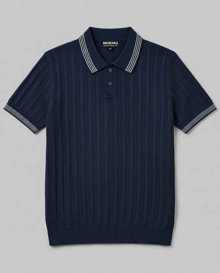 Navy Summer Knit Polo