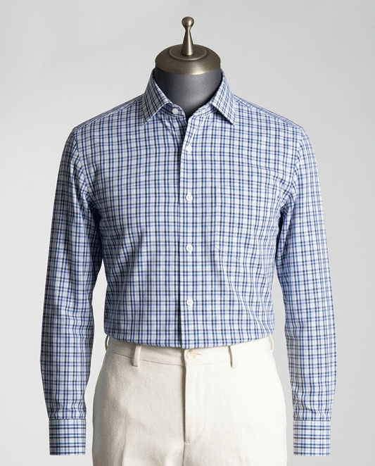 Navy Plaid Full Sleeve Check Shirt - BOSS