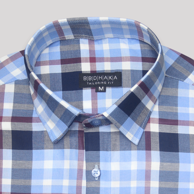 Sky Blue Plaid Check Shirt - Product Code: 2026062 (New Arrival)
