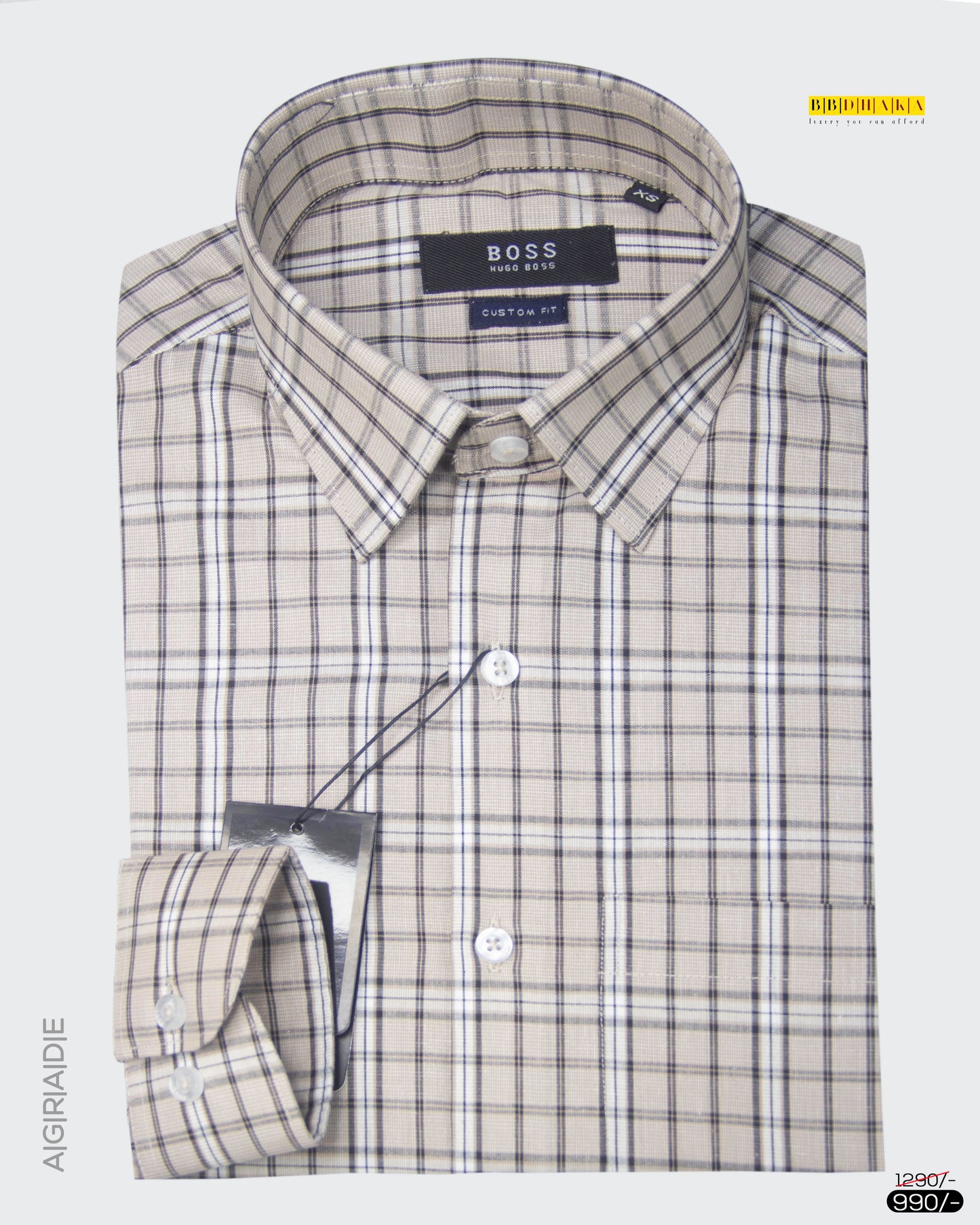 Almond Brown Shepherd Full Sleeve Check Shirt