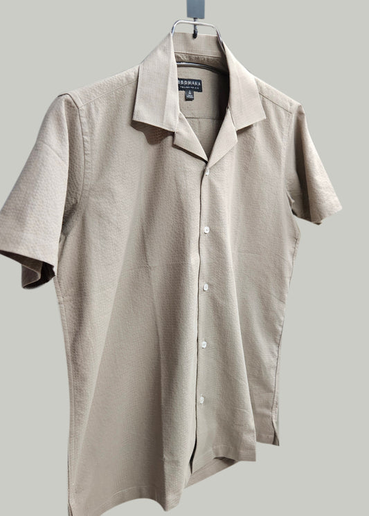 Beige Brown Half Sleeve Cuban Shirt - New Arrival