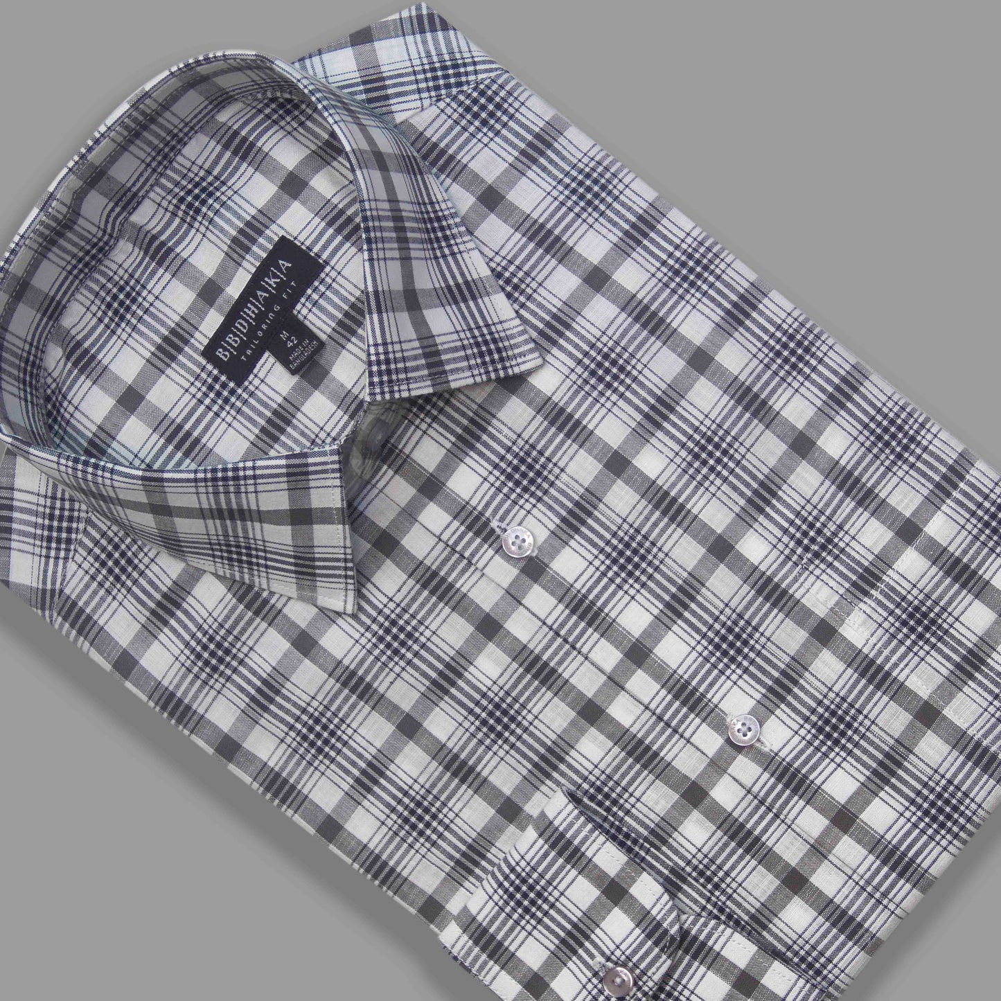 White & Ash Plaid Check Formal Shirt - New Article