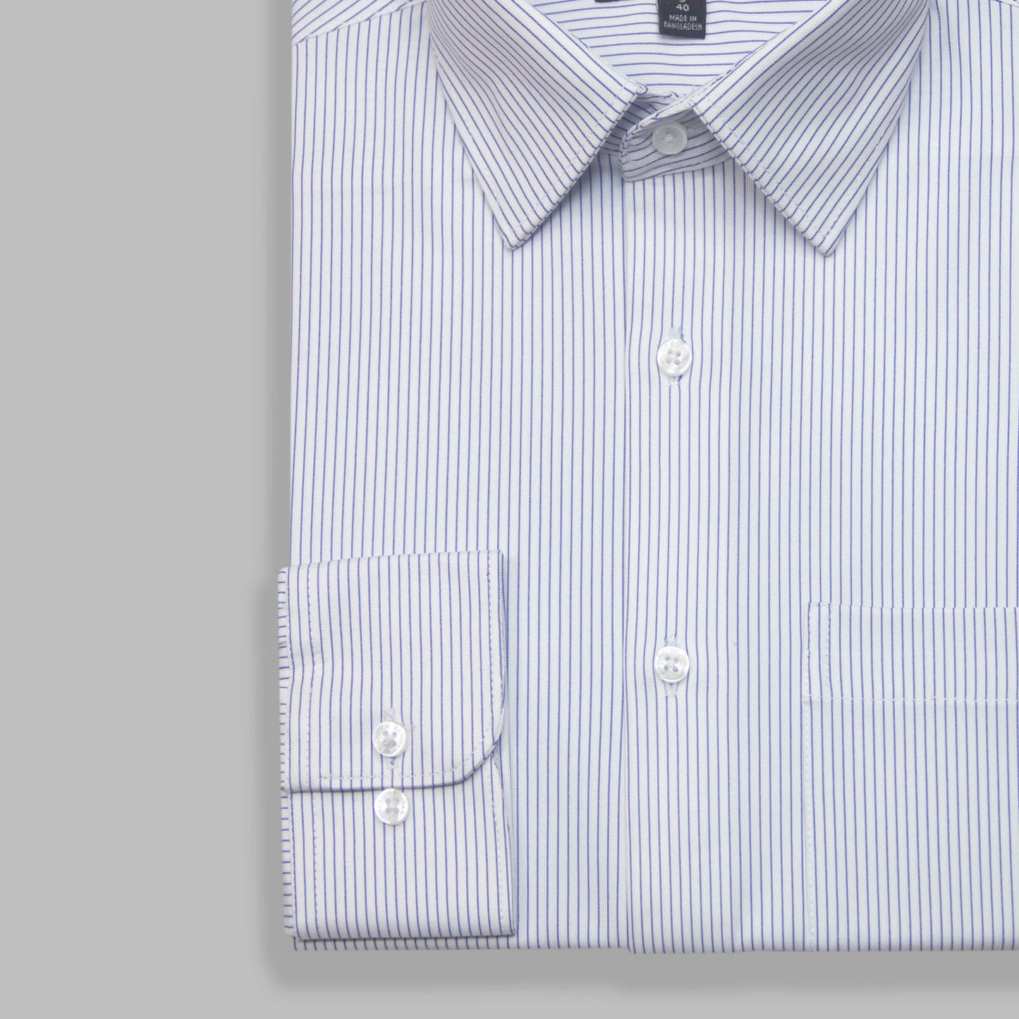 White & Blue Payline Stripe Supreme Cotton Blend Shirt - Wrinkles Free (Product Code: 14673)