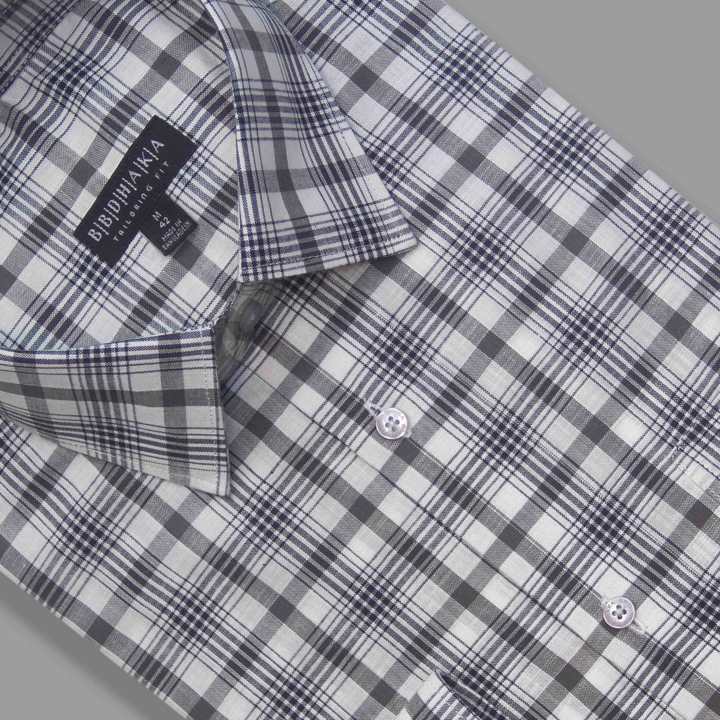 White & Ash Plaid Check Formal Shirt - New Article