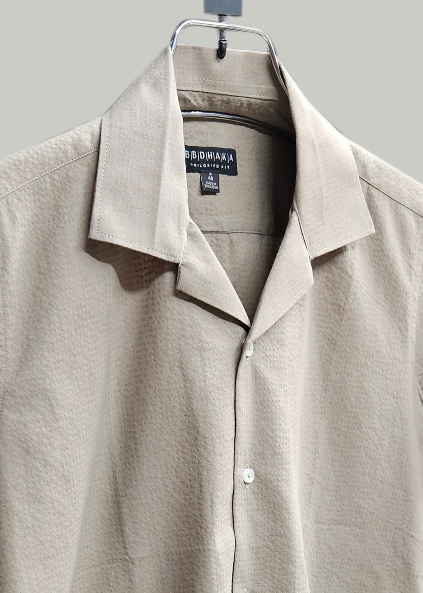 Beige Brown Half Sleeve Cuban Shirt - New Arrival
