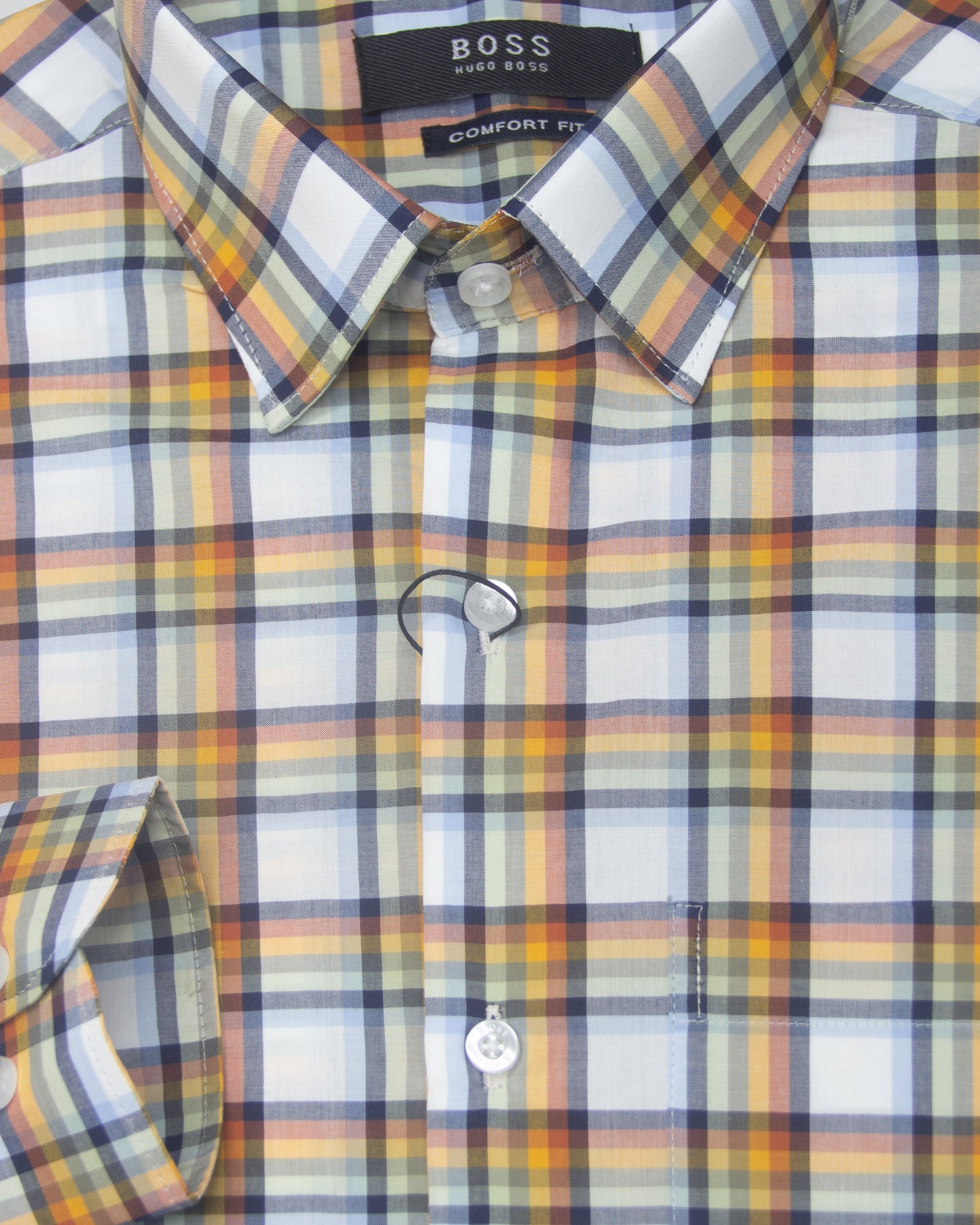 White with Yellowish Plaid Full Sleeve Check Shirt