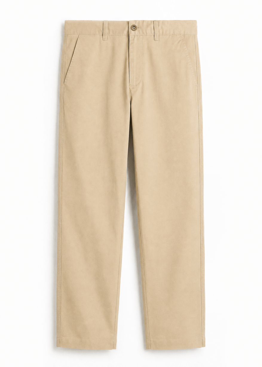 Dusty Beige Twill Cotton Chinos - Relaxed Fit