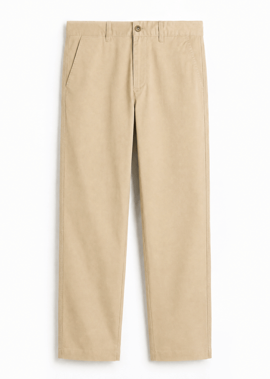 Dusty Beige Twill Cotton Chinos - Relaxed Fit