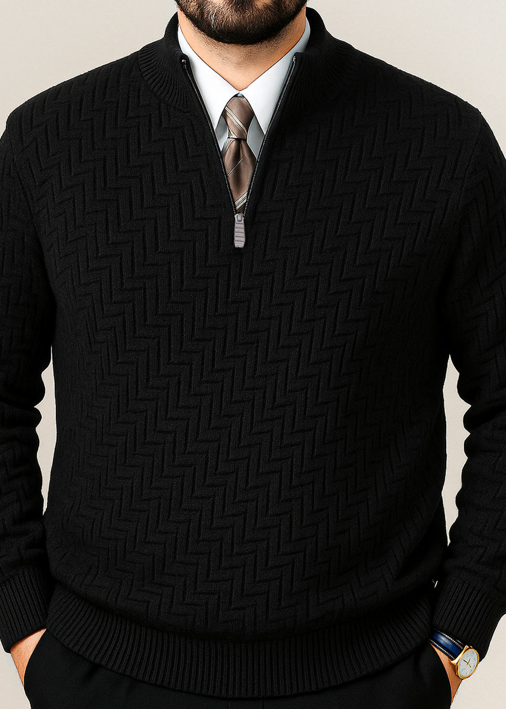 Z Black Quarter Zipper Sweater (TOP SELLING)