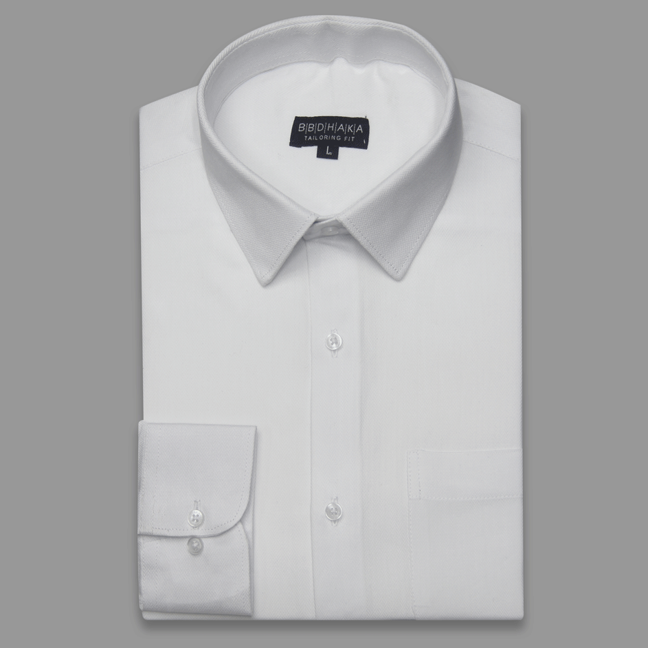 French Herringbone White Shirt - Product Code: 2026063 (New Arrival)