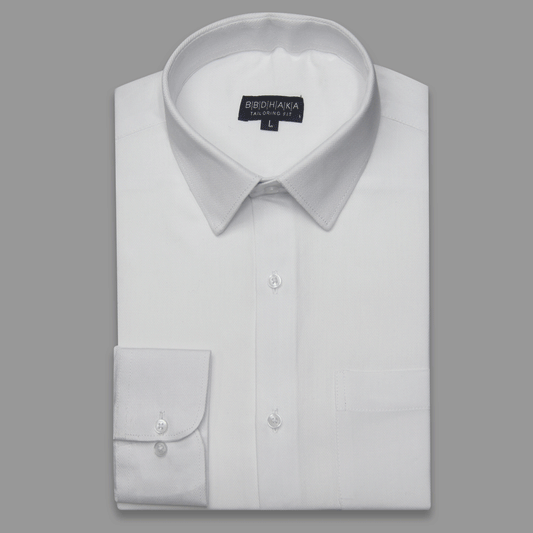 French Herringbone White Shirt - Product Code: 2026063 (New Arrival)