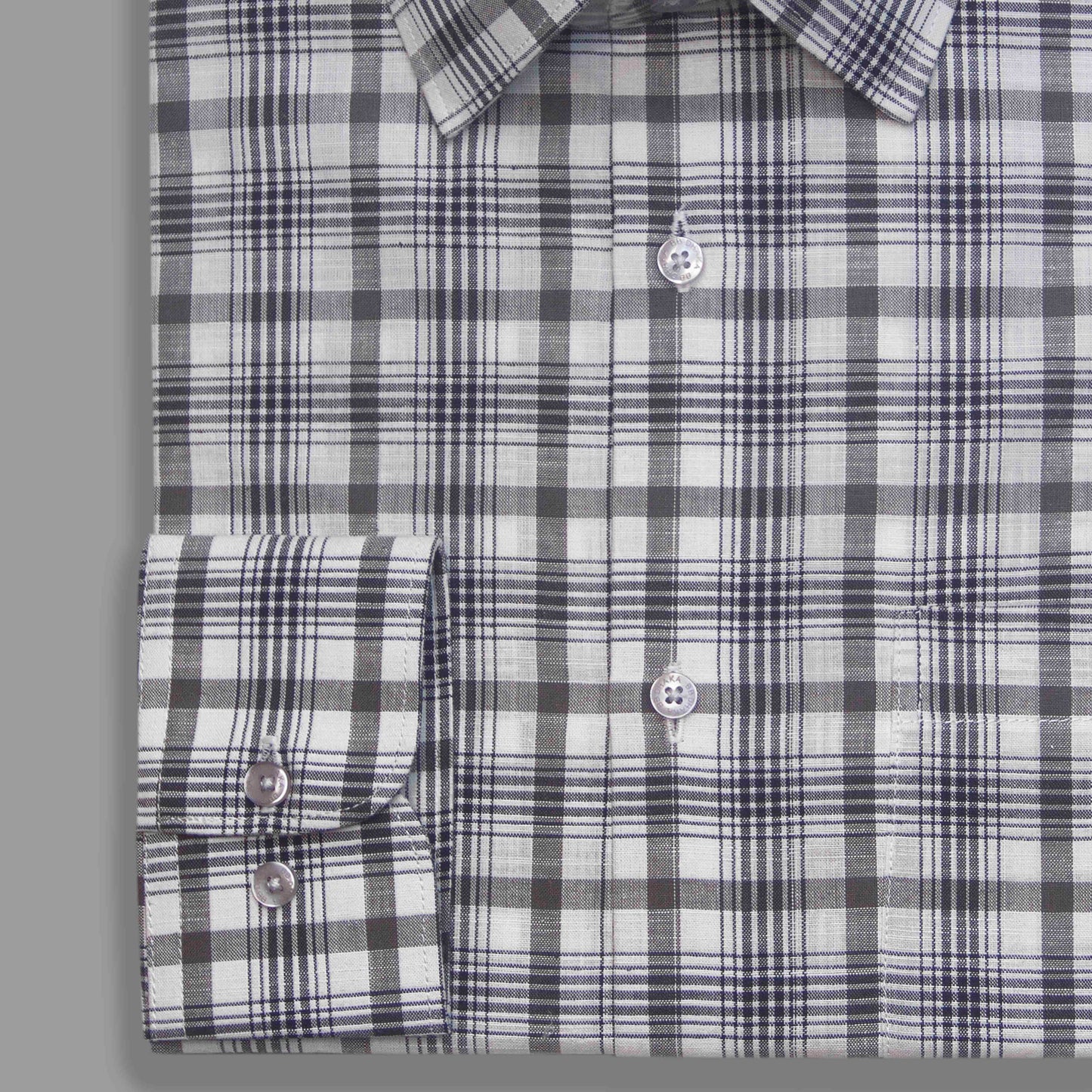 White & Ash Plaid Check Formal Shirt - New Article