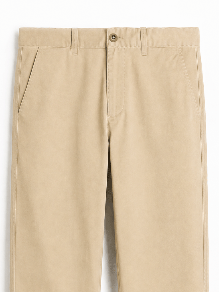 Dusty Beige Twill Cotton Chinos - Relaxed Fit
